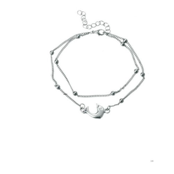 Silver Dolphin Beach Women's Anklet Ankle Bracelet - Picture 3 of 6